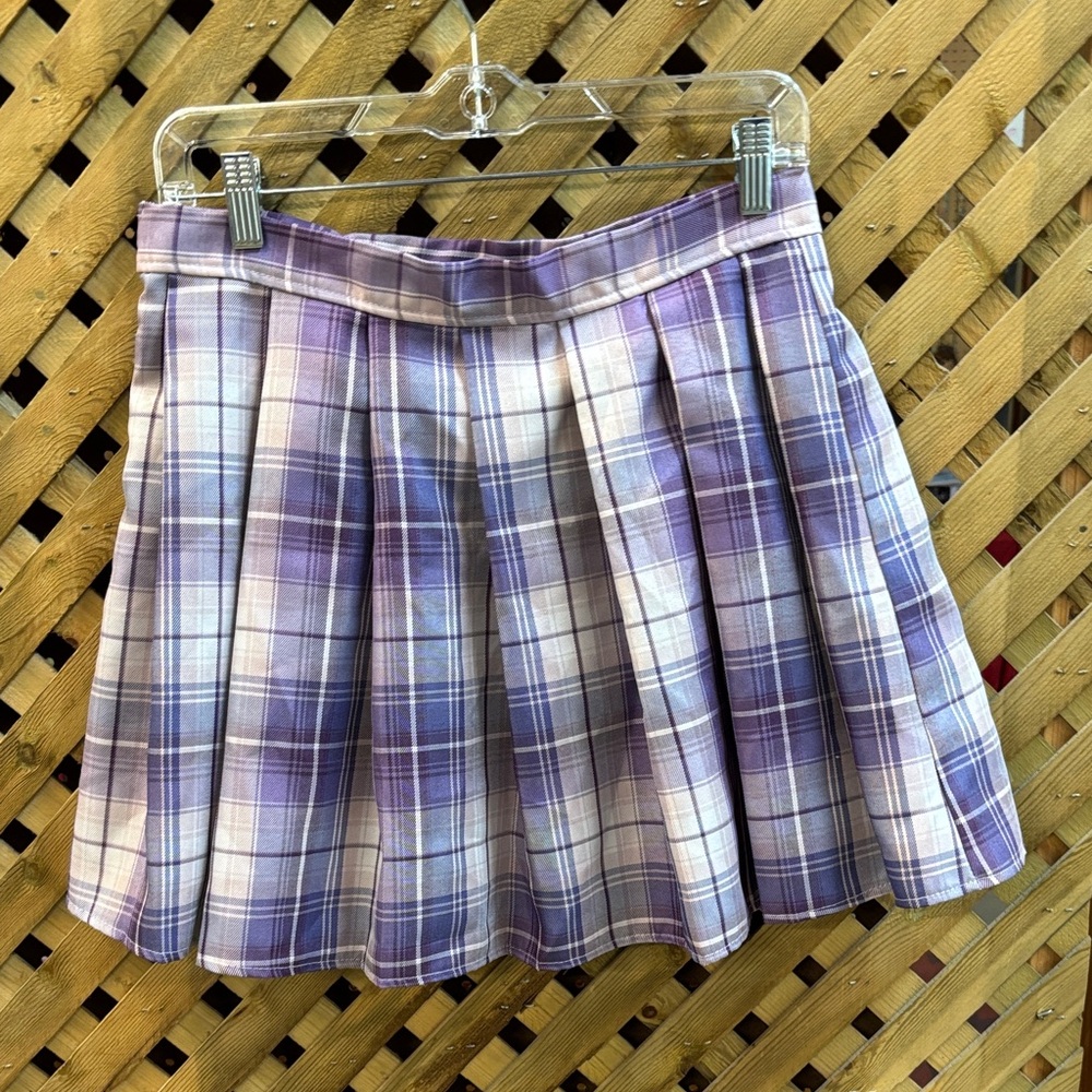 SHEIN Purple Plaid Skater Skirt